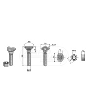 ŚRUBA KULTYWATORA M12X60 8.8 IND